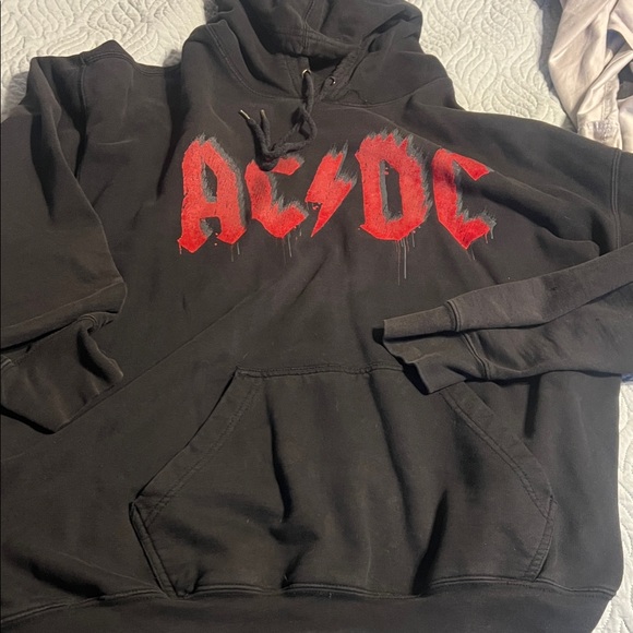 AC/DC Tops - AC/DC Black Hoodie with Red Graphic Logo